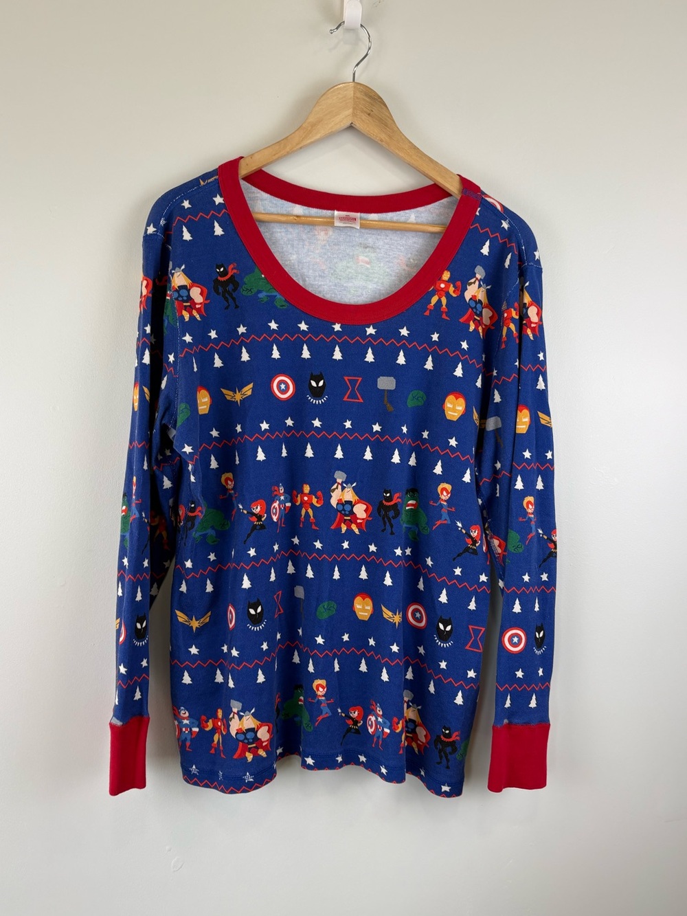 Hanna Andersson Long John Pajamas Top Marvel Holiday Women's Size XXL 67120
